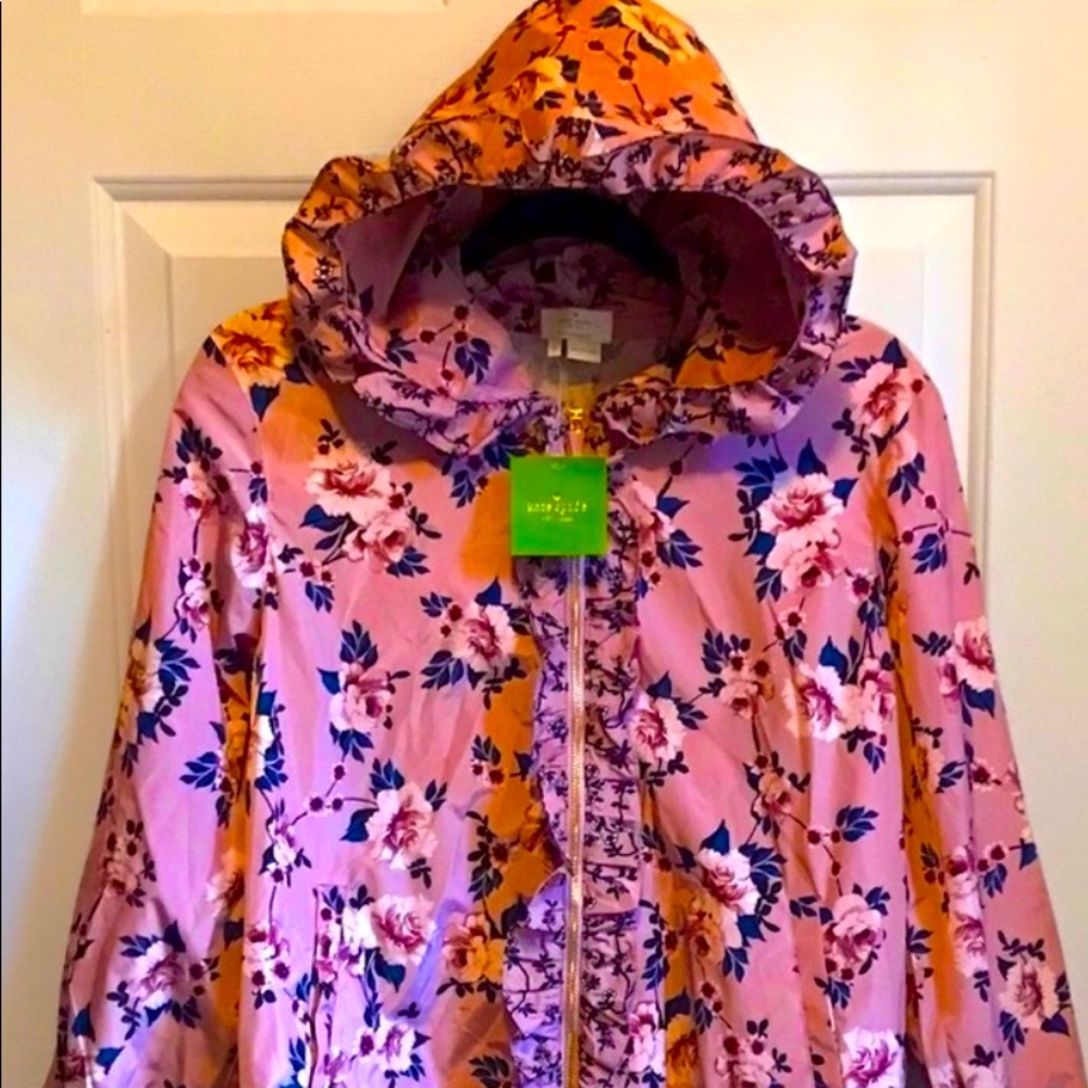 Kate Spade women’s size prairie rose ruffle anorak lightweight jacket.